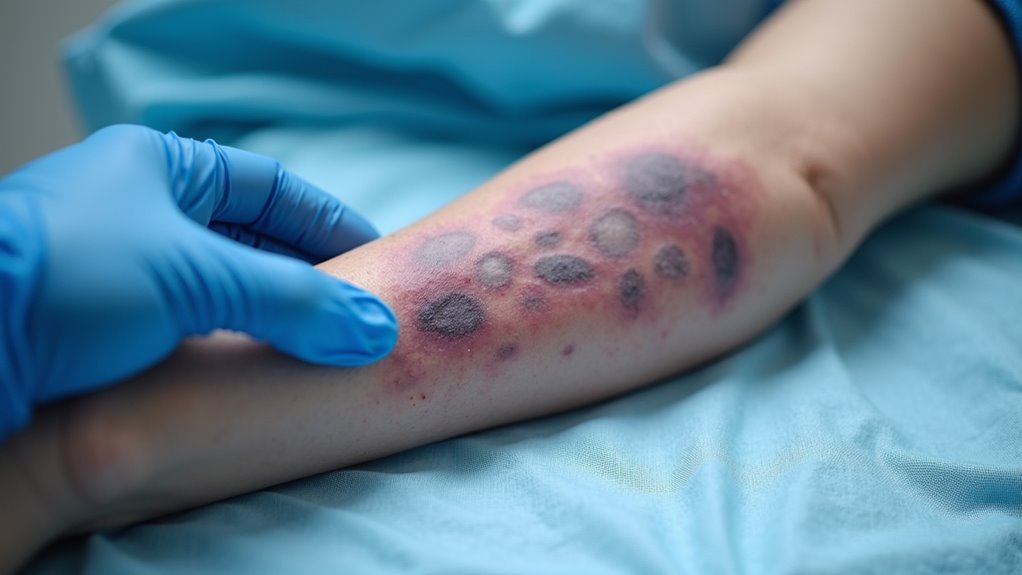 embolized filler particles block vessels